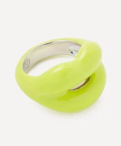 Solange Azagury-Partridge Rings^Sterling Silver Neon Yellow Hotlips Ring