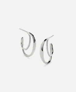 Monica Vinader Earrings^Sterling Silver Nura Wrap Medium Hoop Earrings