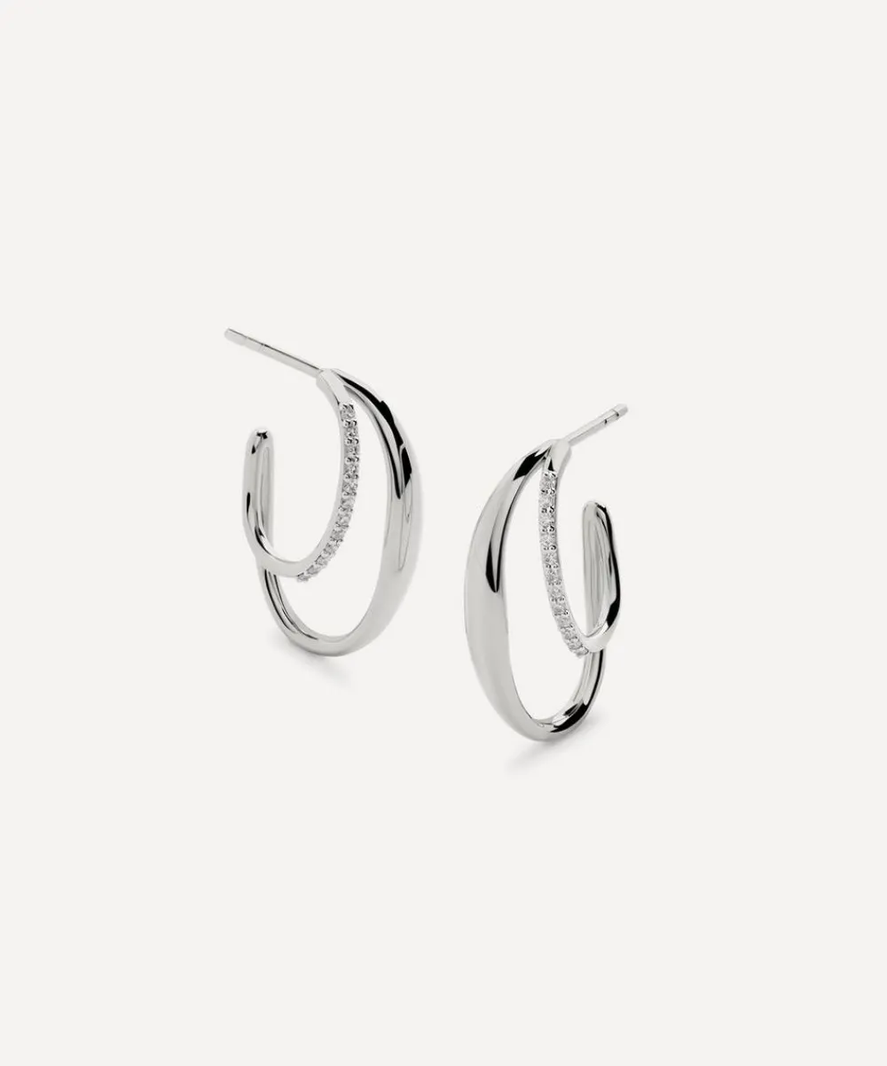 Monica Vinader Earrings^Sterling Silver Nura Wrap Medium Hoop Earrings