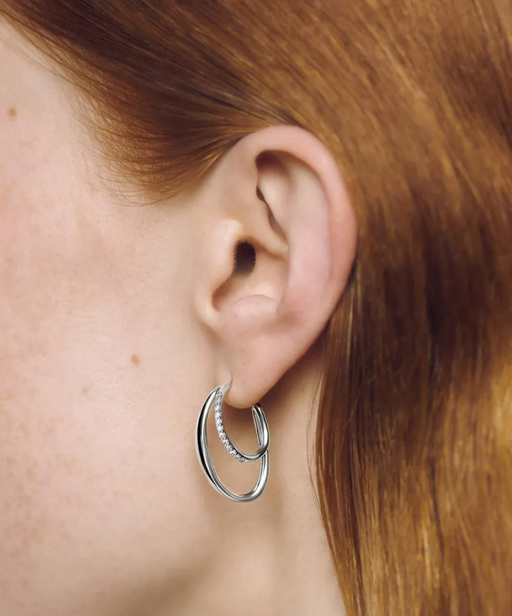 Monica Vinader Earrings^Sterling Silver Nura Wrap Medium Hoop Earrings