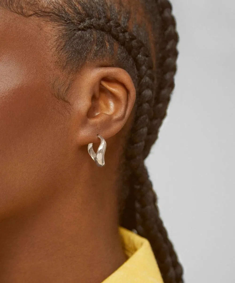 Monica Vinader Earrings^Sterling Silver Swirl Medium Hoop Earrings