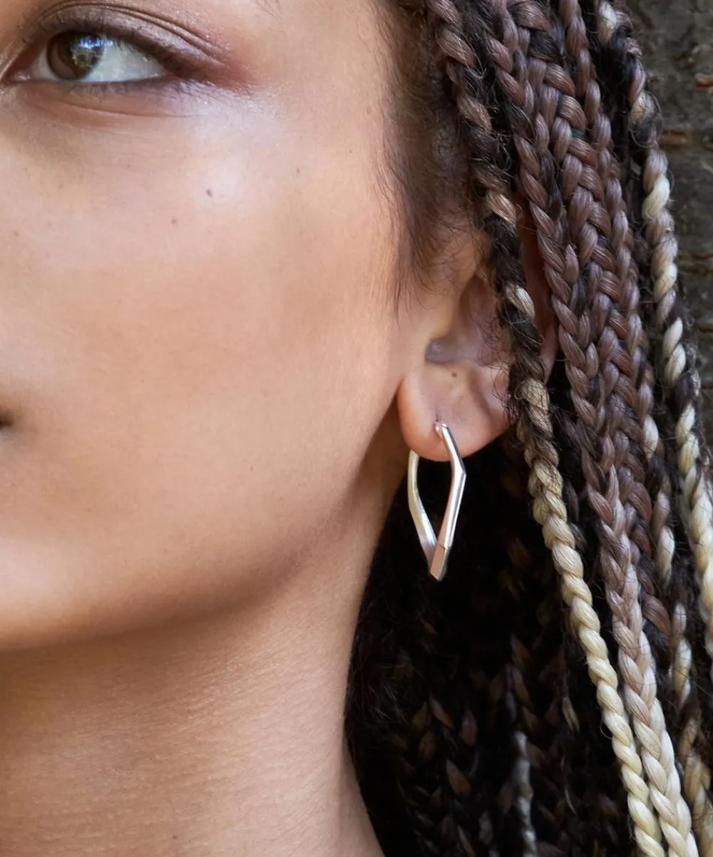 Dinny Hall Earrings^Sterling Silver Thalassa Medium Faceted Hoop Earrings