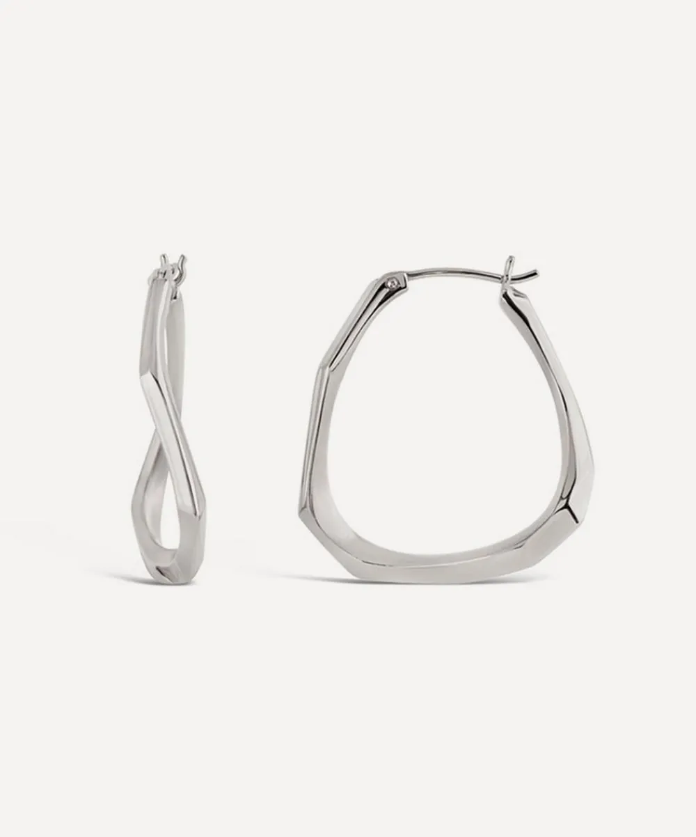Dinny Hall Earrings^Sterling Silver Thalassa Medium Faceted Hoop Earrings