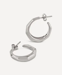 Dinny Hall Earrings^Sterling Silver Thalassa Tapering Faceted Chunky Hoop Earrings