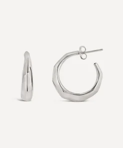 Dinny Hall Earrings^Sterling Silver Thalassa Tapering Faceted Chunky Hoop Earrings