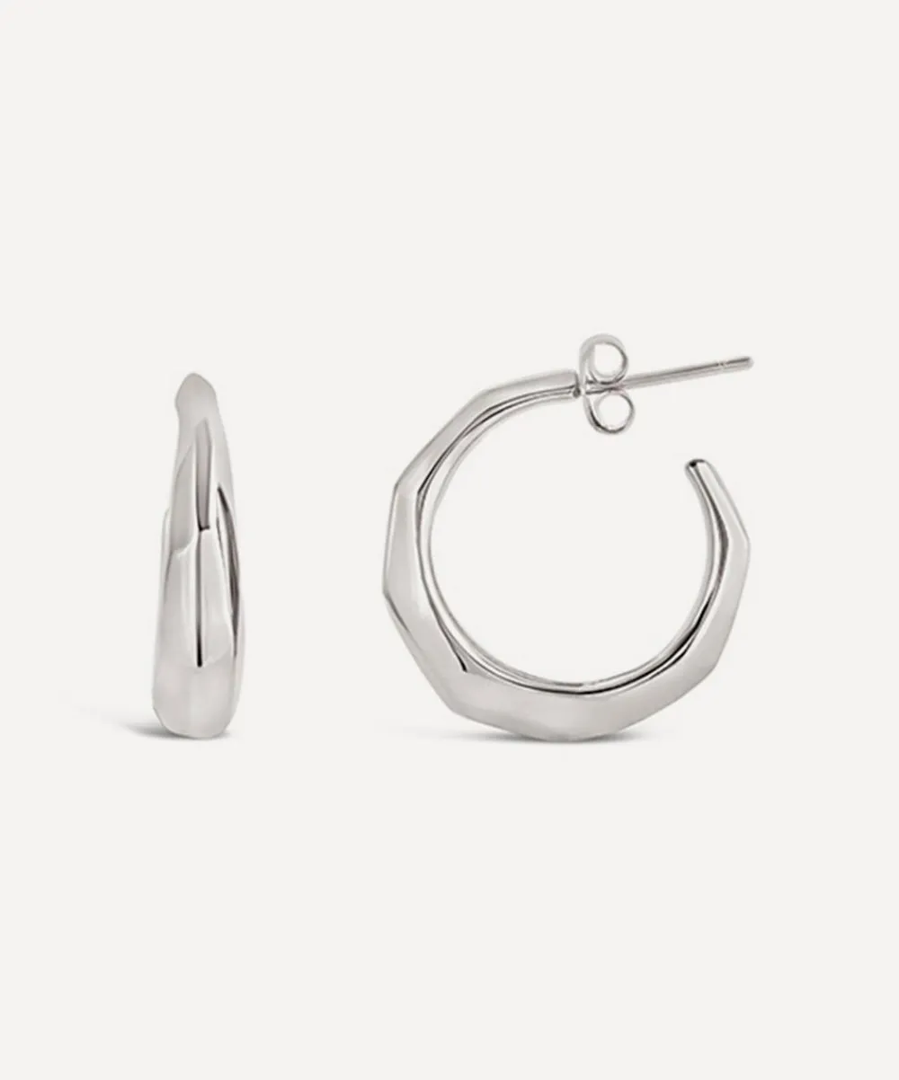 Dinny Hall Earrings^Sterling Silver Thalassa Tapering Faceted Chunky Hoop Earrings