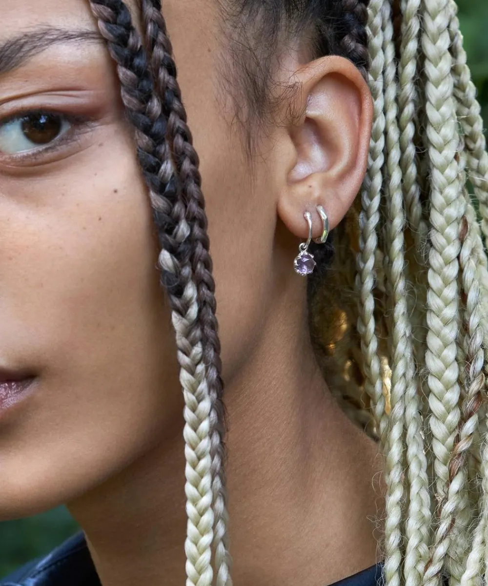 Dinny Hall Earrings^Sterling Silver Thalassa Mini Faceted Huggie Hoop Earrings