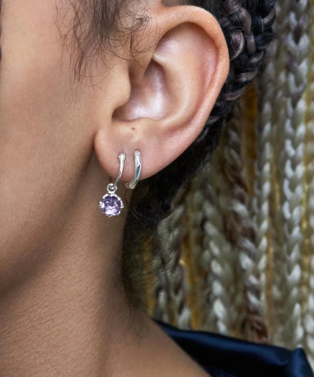 Dinny Hall Earrings^Sterling Silver Thalassa Mini Faceted Huggie Hoop Earrings