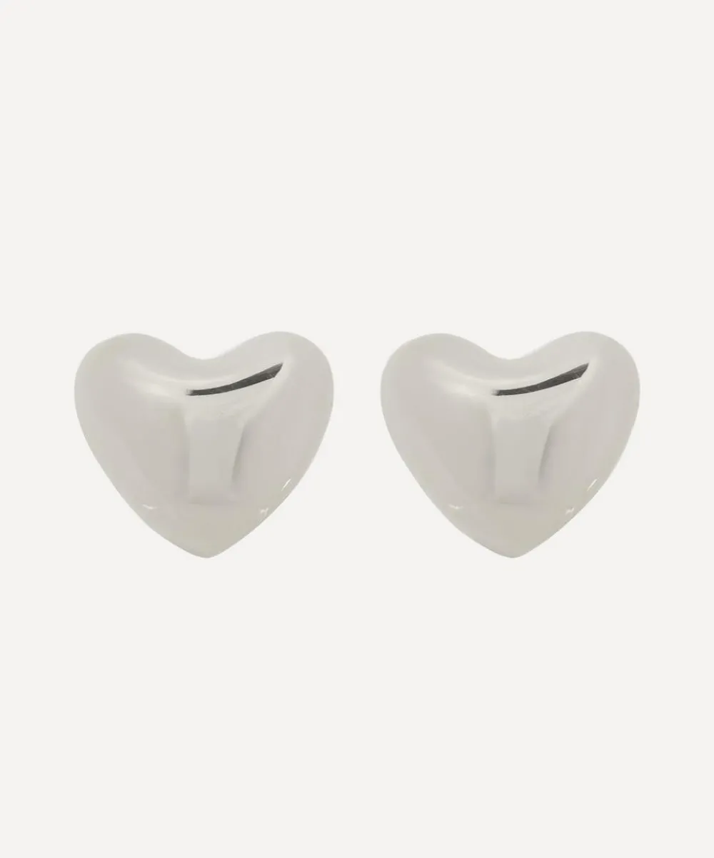 Annika Inez Earrings^Sterling Silver Voluptuous Heart Stud Earrings