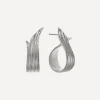 Alex Monroe Earrings^Sterling Silver Wrapped Ribwort Plantain Leaf Twist Drop Earrings