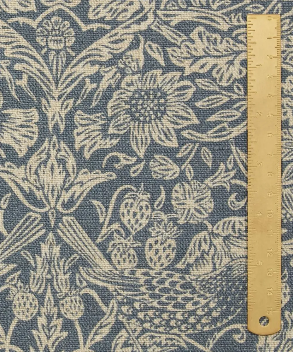 Liberty Interiors Furnishing Fabrics^Strawberry Meadowfield Ladbroke Linen in Lapis