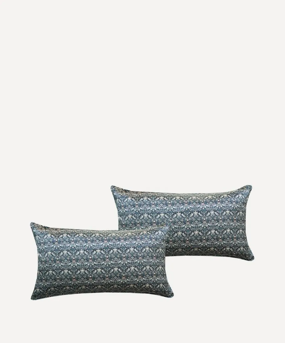 Coco & Wolf Bedding^Strawberry Thief Grey Silk King Pillowcases Set of Two
