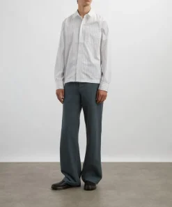 Dries Van Noten Shirts^Striped Cotton Zip Shirt