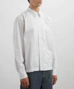 Dries Van Noten Shirts^Striped Cotton Zip Shirt