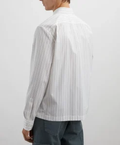 Dries Van Noten Shirts^Striped Cotton Zip Shirt