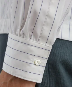Dries Van Noten Shirts^Striped Cotton Zip Shirt