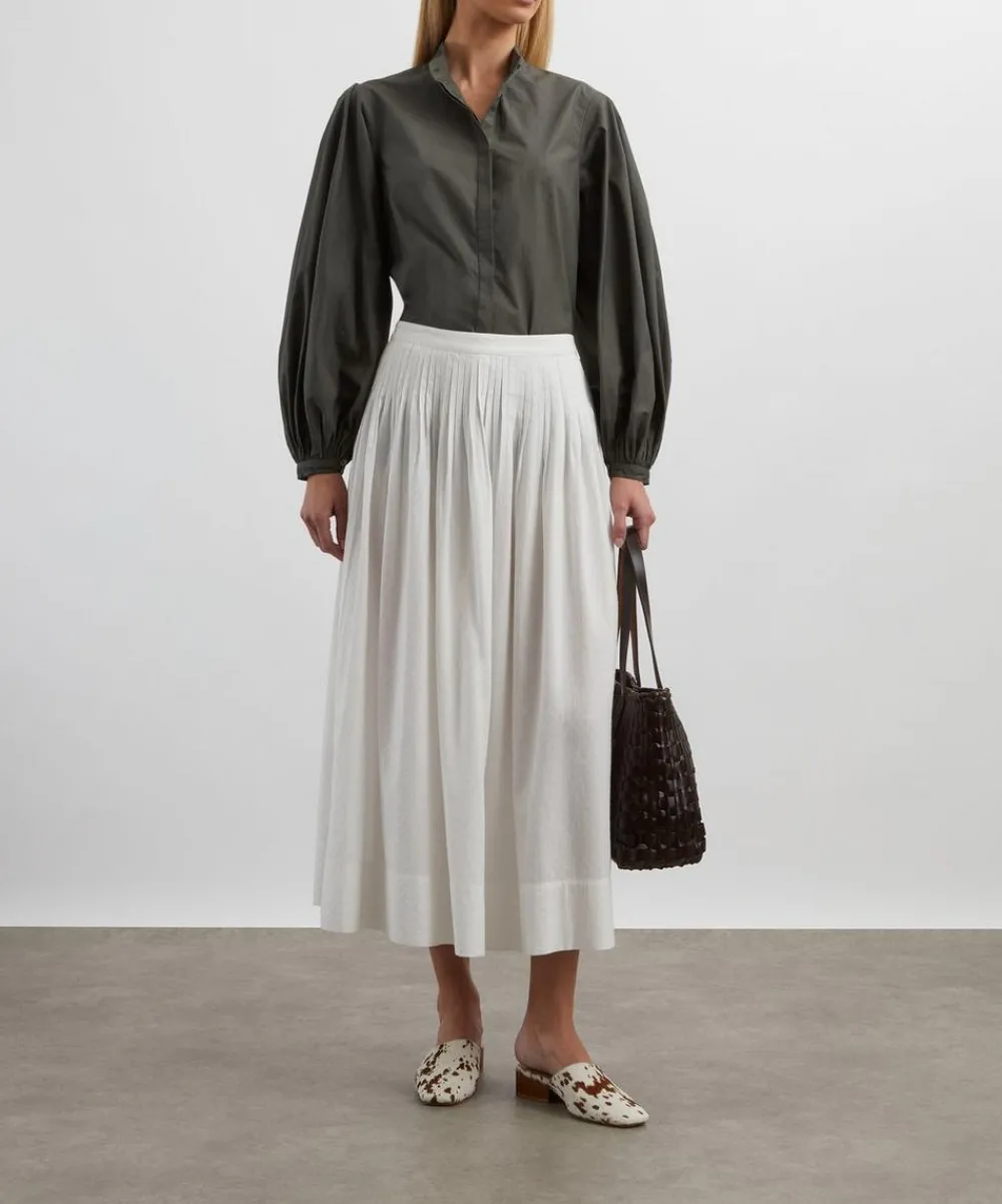 Mondo Corsini Skirts^Suki White Dot Cotton Skirt