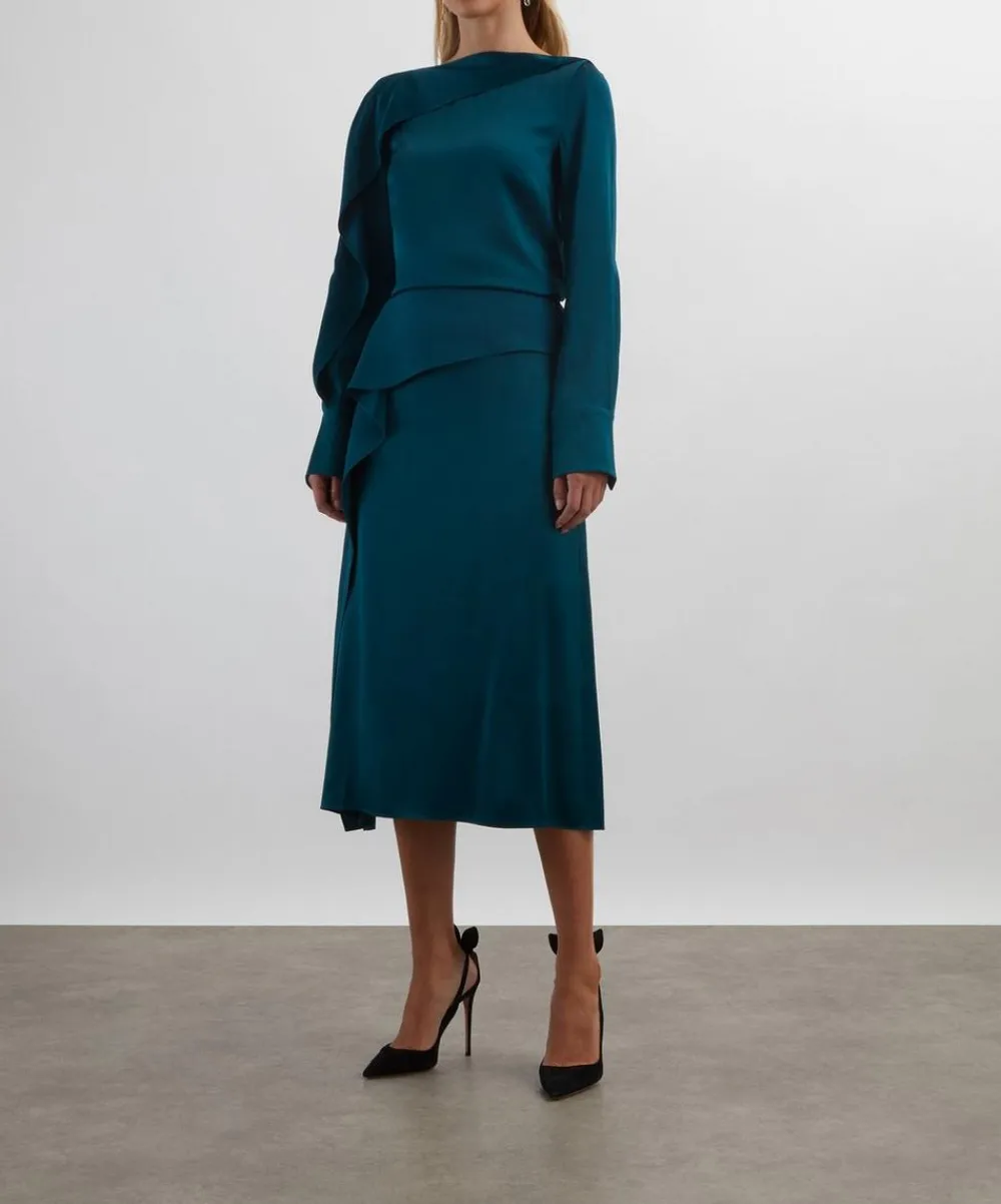 Erdem Tops^Teal Long-Sleeve Top