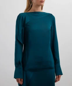 Erdem Tops^Teal Long-Sleeve Top