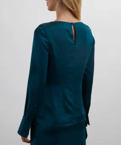 Erdem Tops^Teal Long-Sleeve Top
