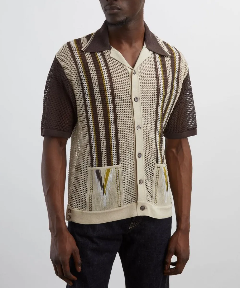Kapital Knitwear & Sweats^Tennessee Mesh Knit Cuban Polo Shirt