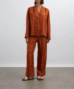 Toteme Trousers & Shorts|Sleepwear^Terracotta Monogram Silk Pyjama Bottoms