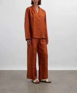 Toteme Sleepwear|Tops^Terracotta Monogram Silk Pyjama Top