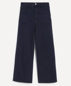 Frame Jeans^The Anchor High-Rise Wide Jeans in Navy Raw Fray