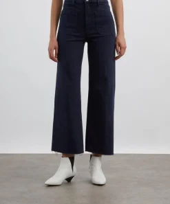 Frame Jeans^The Anchor High-Rise Wide Jeans in Navy Raw Fray