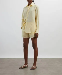 With Nothing Underneath Trousers & Shorts^The Boxer Linen Lemon Yellow Shorts