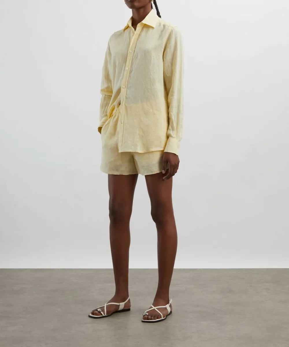 With Nothing Underneath Trousers & Shorts^The Boxer Linen Lemon Yellow Shorts