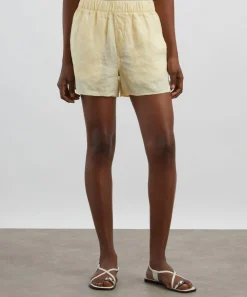 With Nothing Underneath Trousers & Shorts^The Boxer Linen Lemon Yellow Shorts
