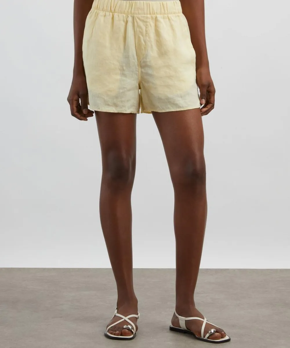 With Nothing Underneath Trousers & Shorts^The Boxer Linen Lemon Yellow Shorts