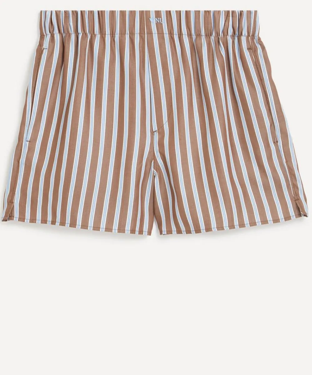 With Nothing Underneath Trousers & Shorts^The Boxer Mocha Multi-Stripe Shorts