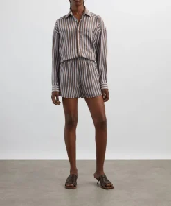 With Nothing Underneath Trousers & Shorts^The Boxer Mocha Multi-Stripe Shorts