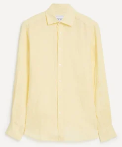 With Nothing Underneath Tops^The Boyfriend Linen Lemon Yellow Shirt