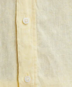 With Nothing Underneath Tops^The Boyfriend Linen Lemon Yellow Shirt