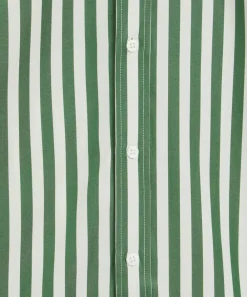 With Nothing Underneath Tops^The Boyfriend Tencel Forest Green Stripe Shirt