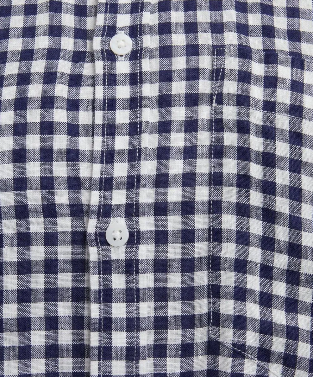 With Nothing Underneath Tops^The Classic Navy Blue Gingham Shirt