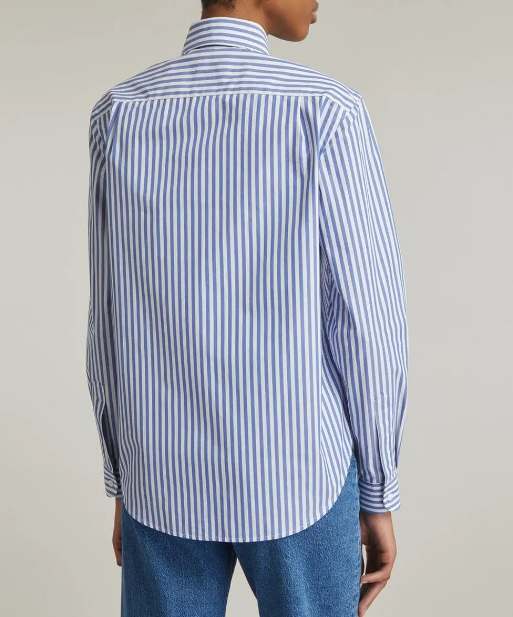 With Nothing Underneath Tops^The Classic Poplin Royal Blue Stripe Shirt