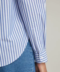 With Nothing Underneath Tops^The Classic Poplin Royal Blue Stripe Shirt