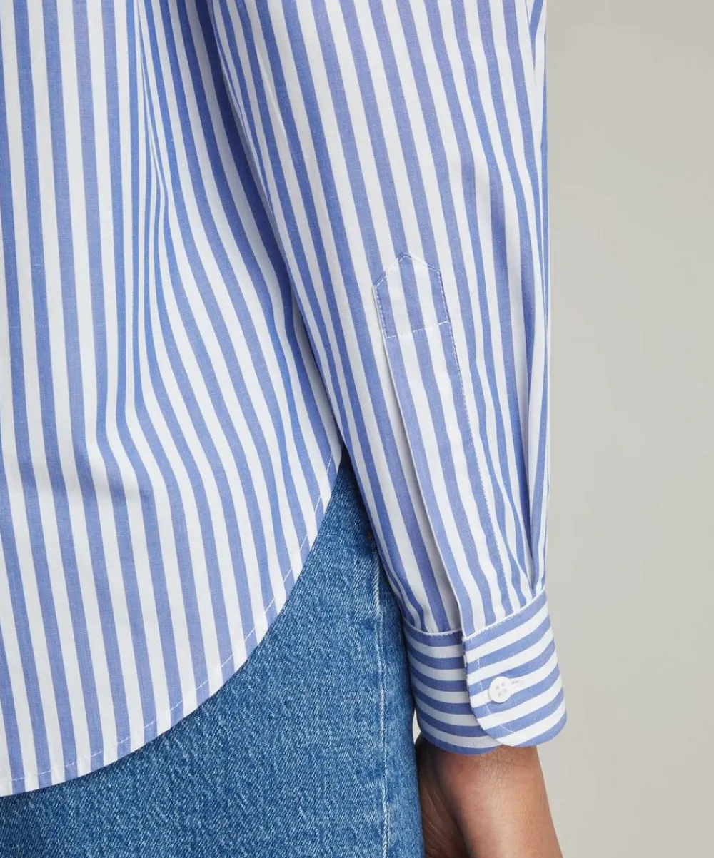 With Nothing Underneath Tops^The Classic Poplin Royal Blue Stripe Shirt