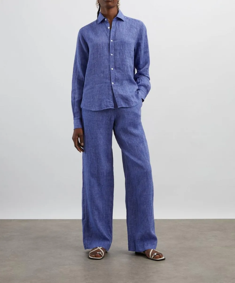 With Nothing Underneath Trousers & Shorts^The Lapis Blue Palazzo Trousers