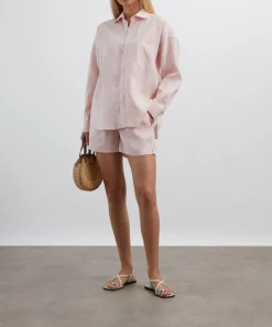 With Nothing Underneath Tops^The Weekend Chocolate Blush Shirt