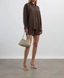 With Nothing Underneath Tops^The Weekend Chocolate Hemp Shirt