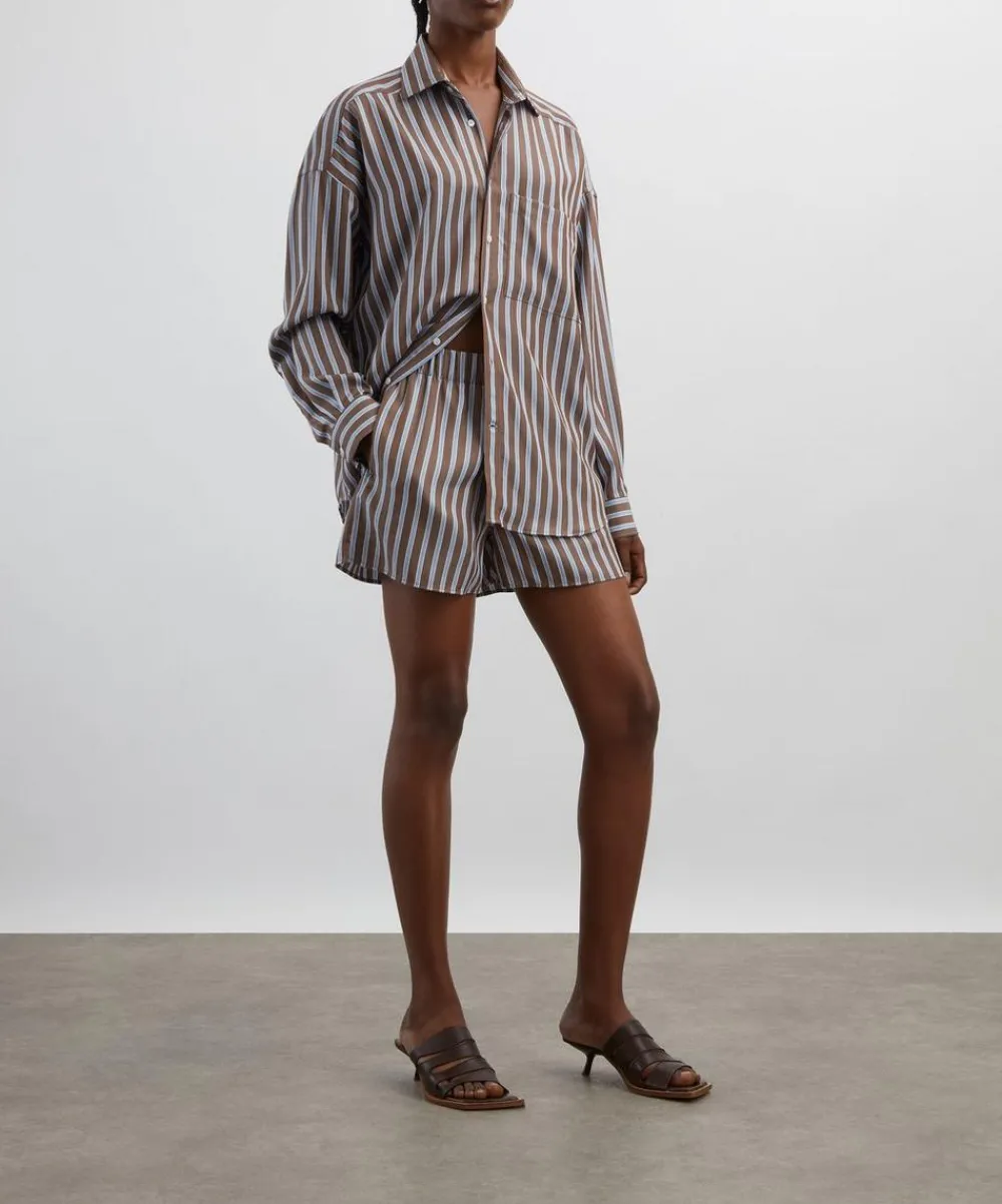 With Nothing Underneath Tops^The Weekend Mocha Multi-Stripe Shirt
