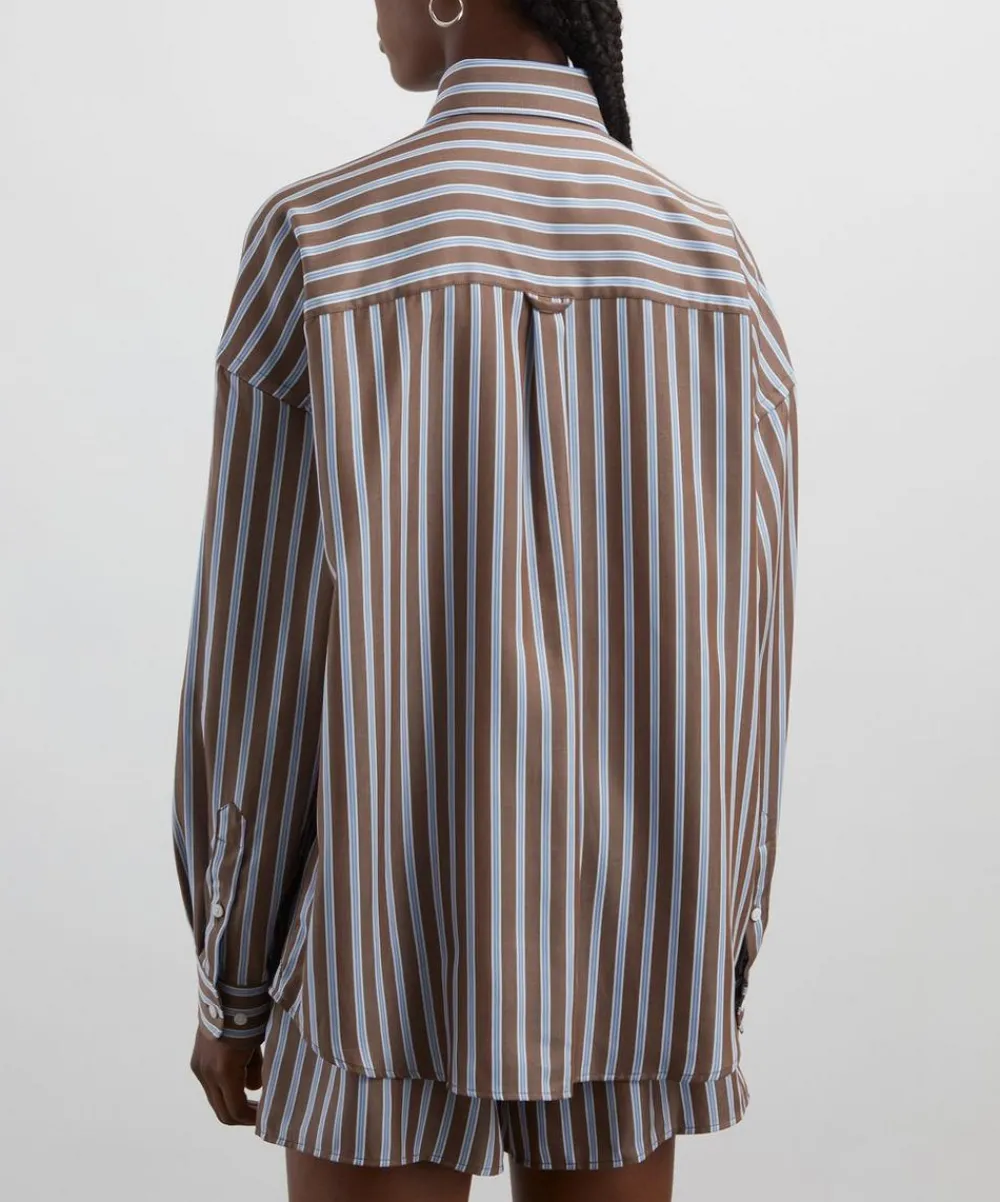 With Nothing Underneath Tops^The Weekend Mocha Multi-Stripe Shirt