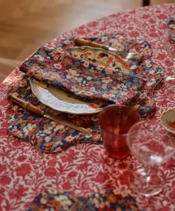 Coco & Wolf Tableware^Thorpe Rust and Strawberry Thief Reversible Wavy Placemat