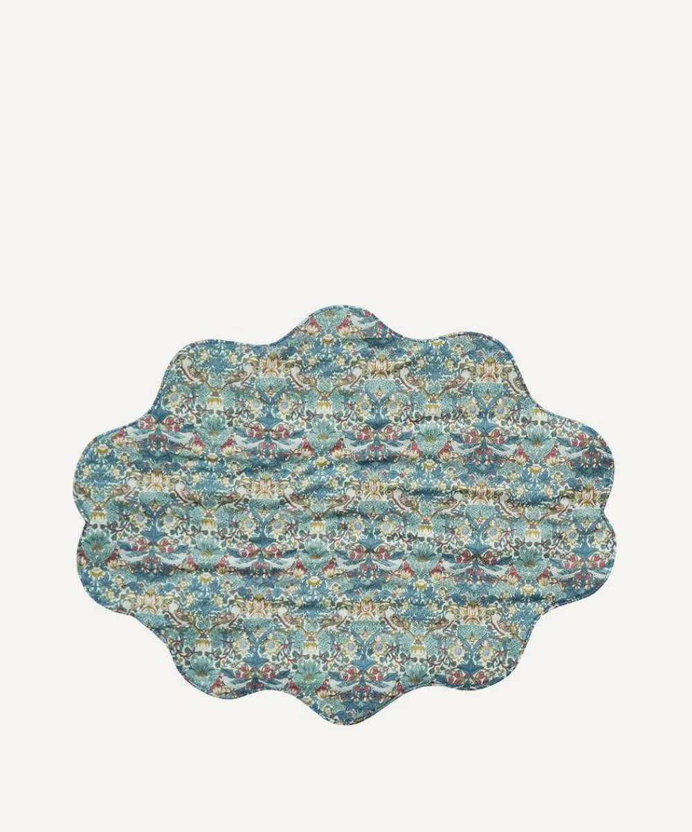 Coco & Wolf Tableware^Thorpe Rust and Strawberry Thief Reversible Wavy Placemat