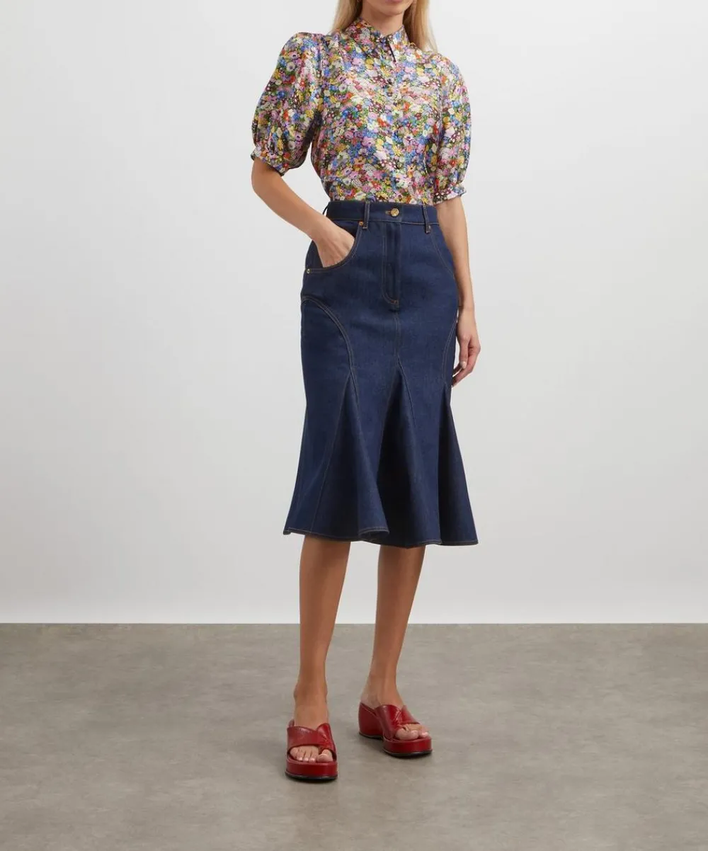 Liberty Tops^Thorpeness Silk Puff-Sleeve Shirt